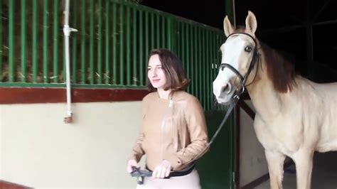 Wonderful Beautiful Girl and Cute Horse Making Love